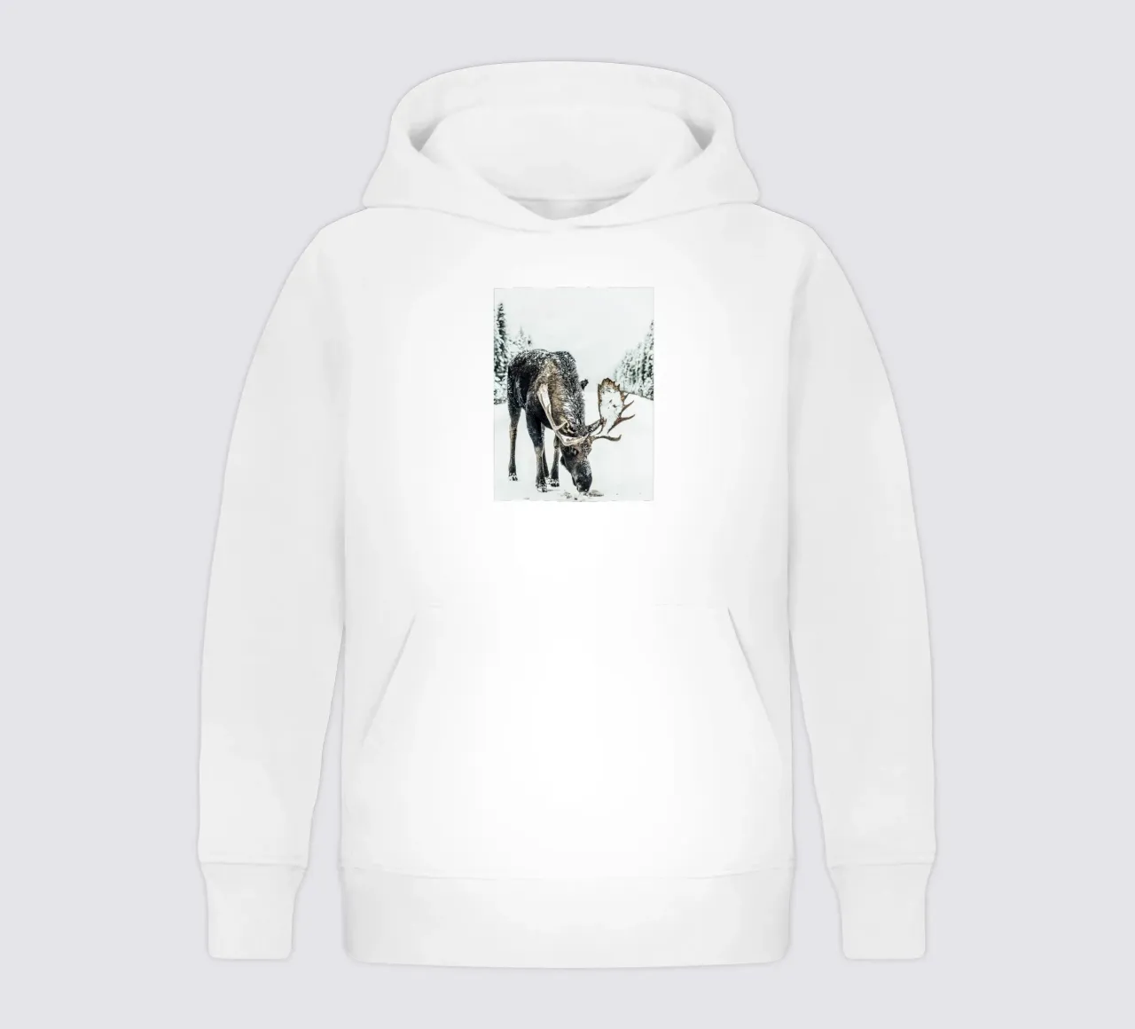 Winter moose nature design kids hoodie by Whole©