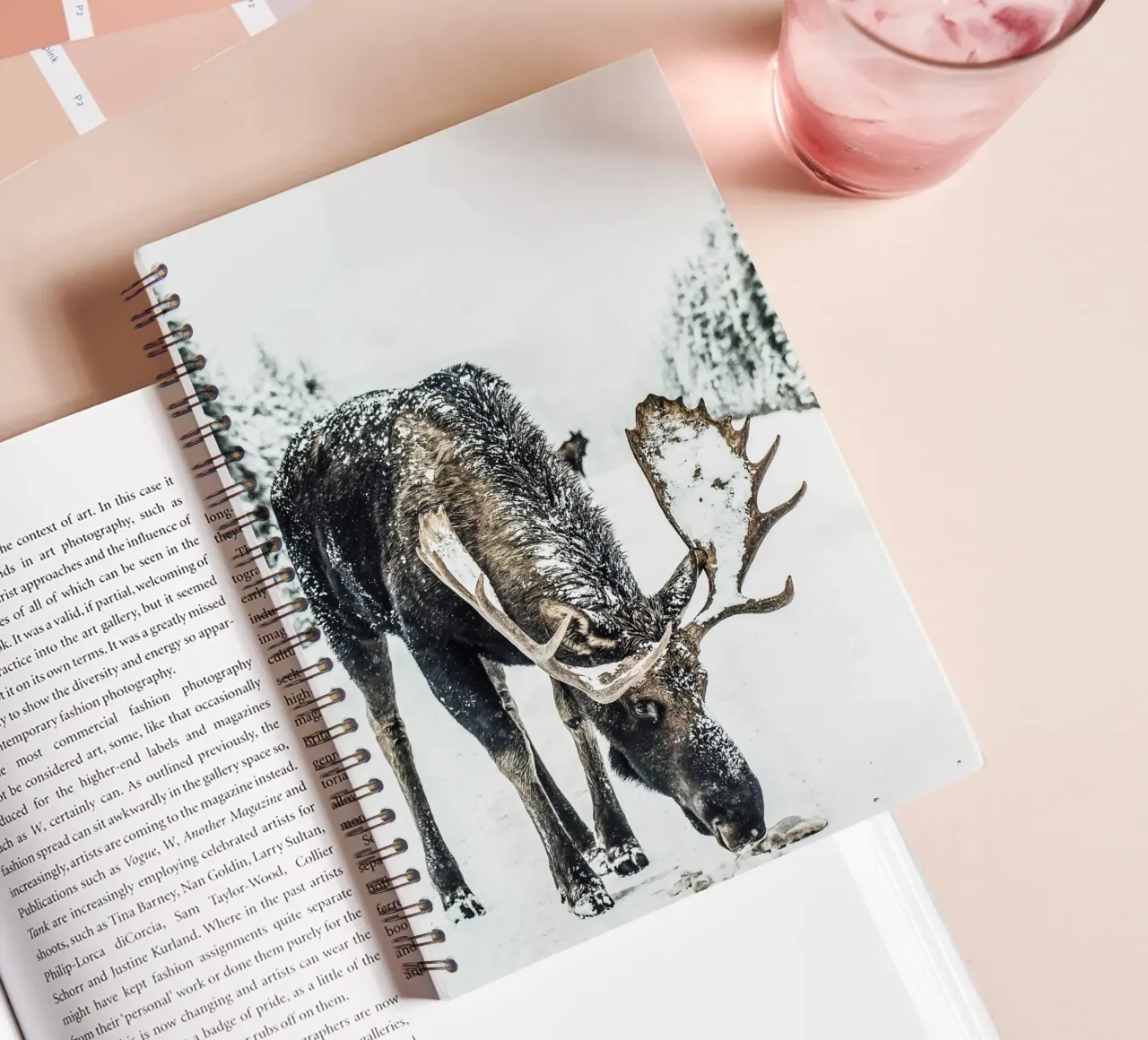 Winter moose nature design spiral notebook by Whole©