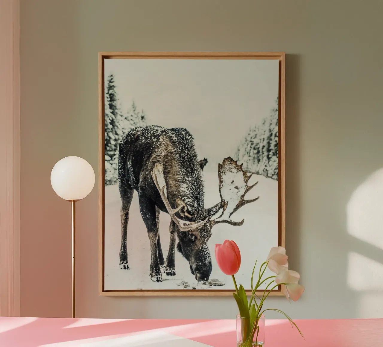 Alce invernale design natura tela con Cornice a cassetta da Whole©