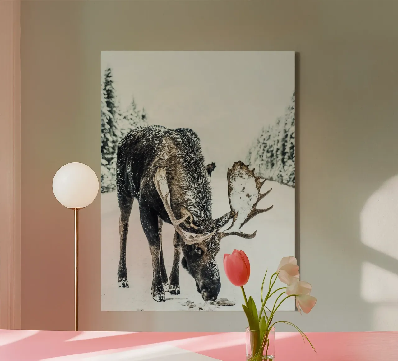 Alce invernale design natura tela con Cornice a cassetta da Whole©