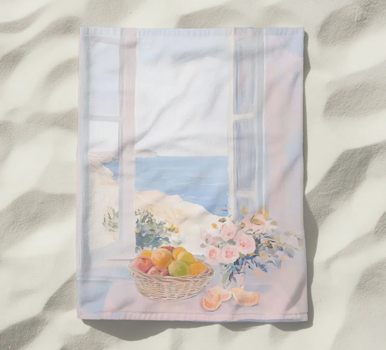 Ispirato a Matisse - Finestra aperta bianca telo mare da Euphoria Theresa