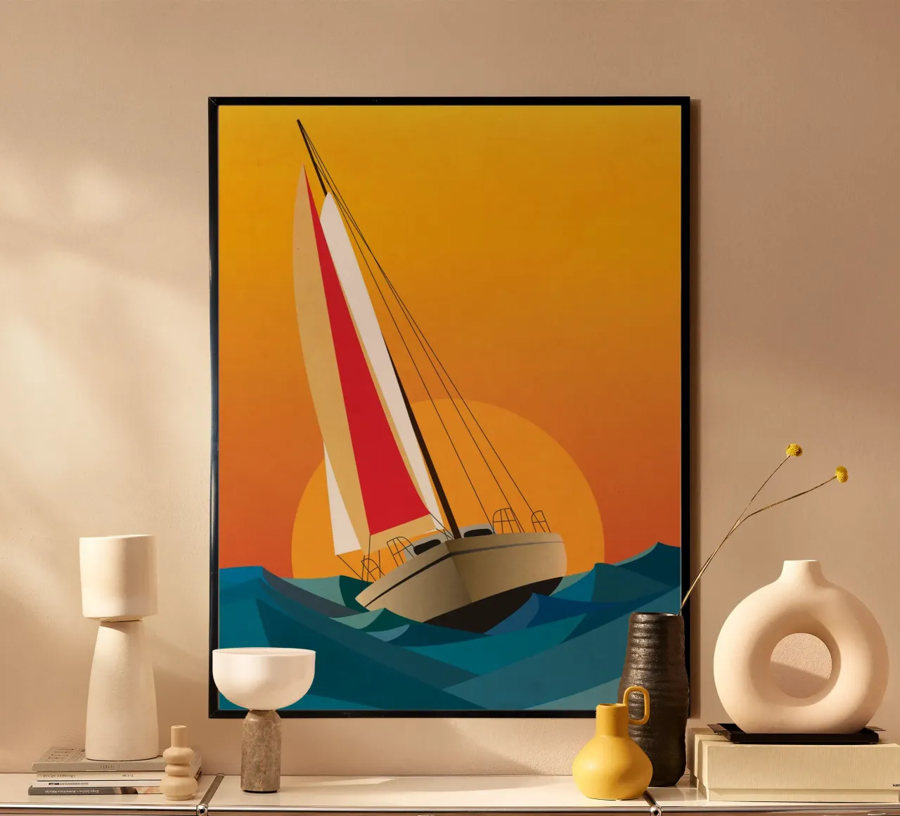 Sailing II poster with wooden frame by LaylaOzFun