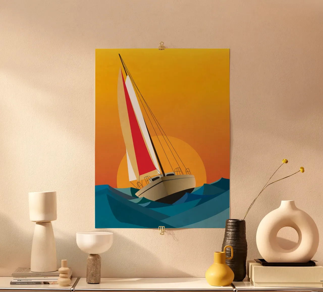 Sailing II poster with wooden frame by LaylaOzFun