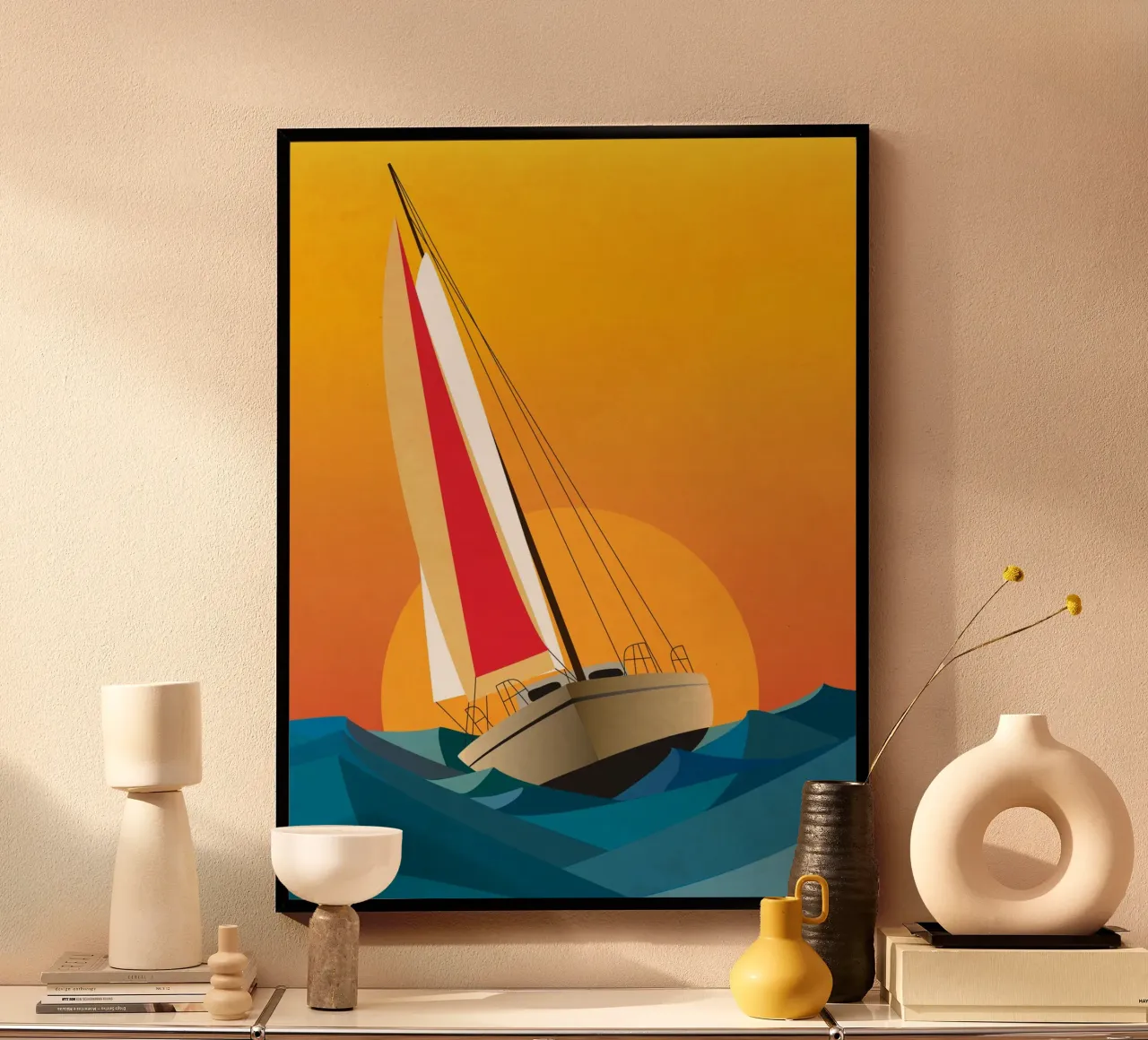 Sailing II poster with wooden frame by LaylaOzFun