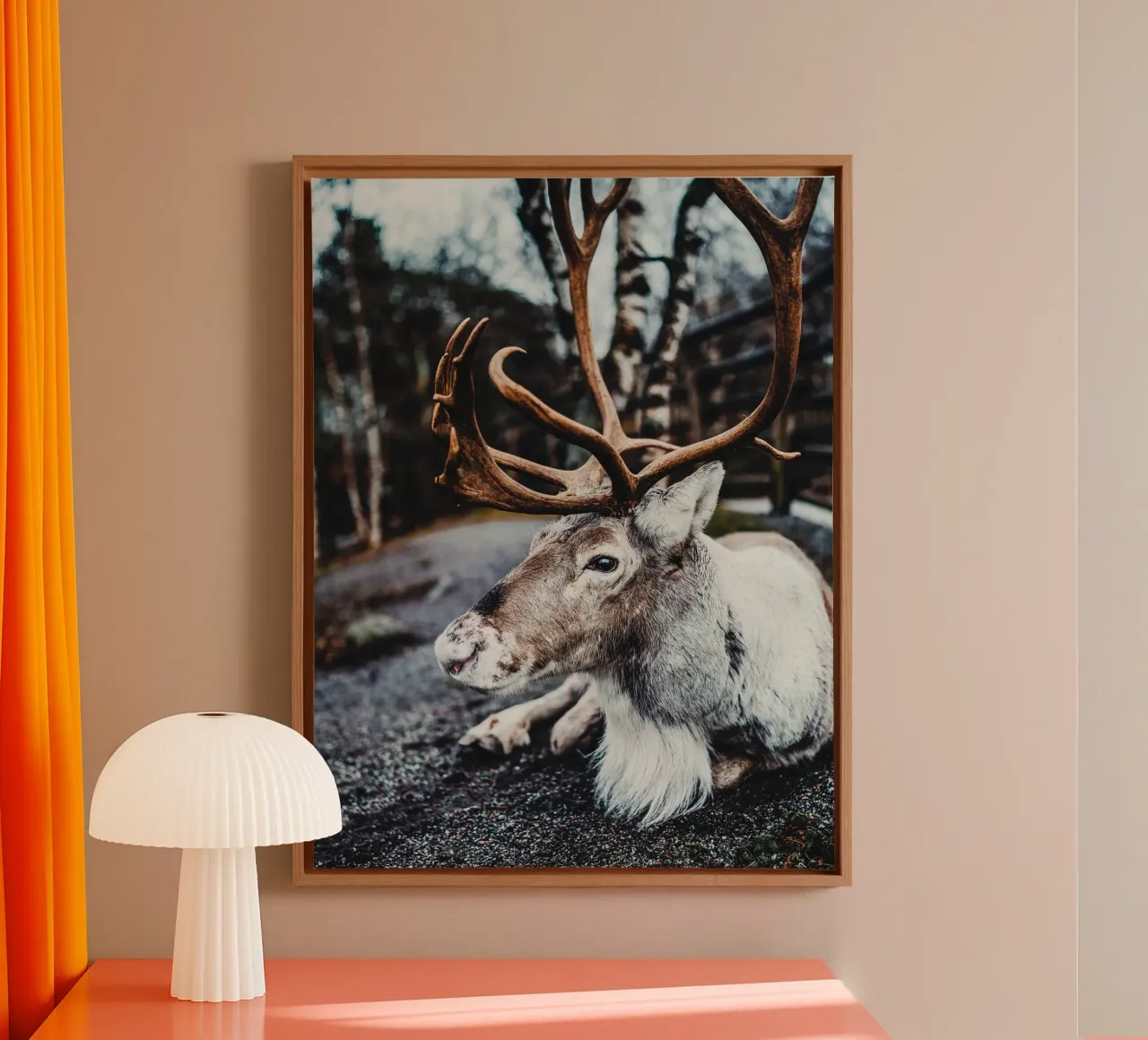 Majestueus rendier natuurontwerp canvas met Baklijst van Whole©