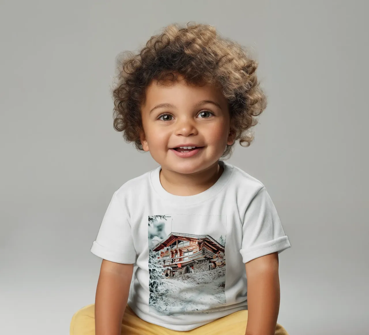 Idyllische winterse berghut baby t-shirt van Whole©