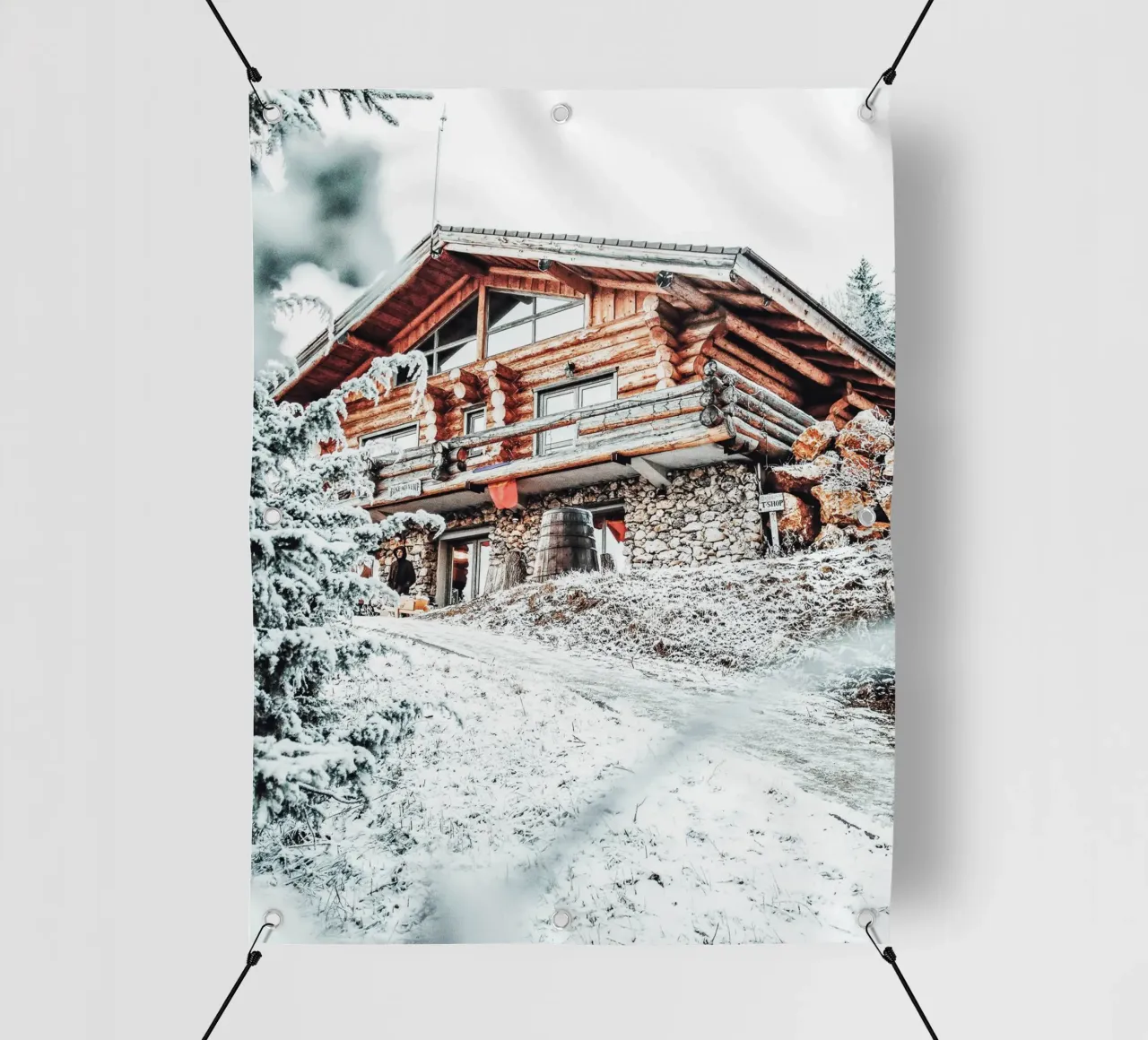 Idyllische winterse berghut pvc-zeil van Whole©