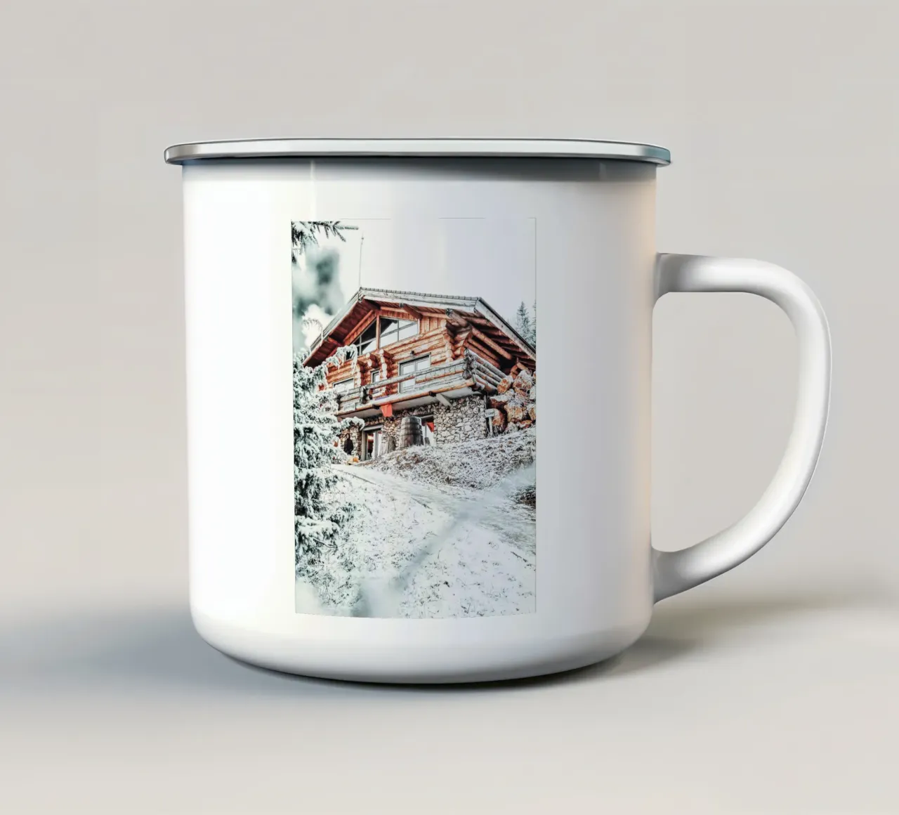 Idilliaco rifugio invernale tazza in smalto da Whole©