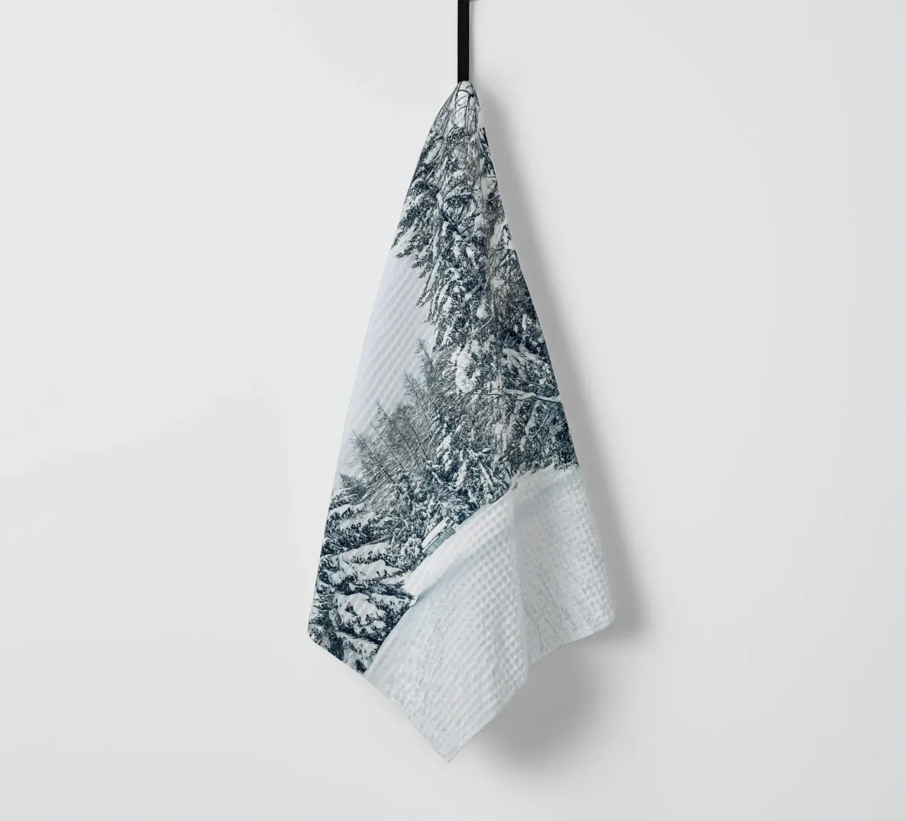 Snowy winter path nature design tea towel by Whole©