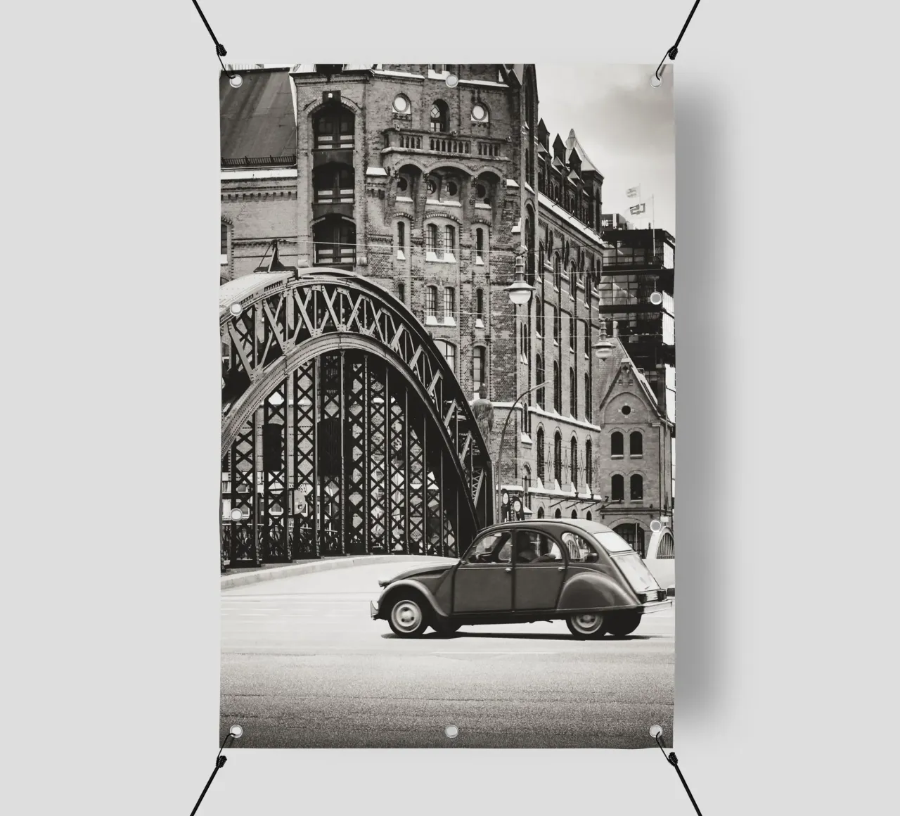 Auto d'epoca nella Speicherstadt: un'Amburgo senza tempo telo in pvc da Anja Hebrank Photography