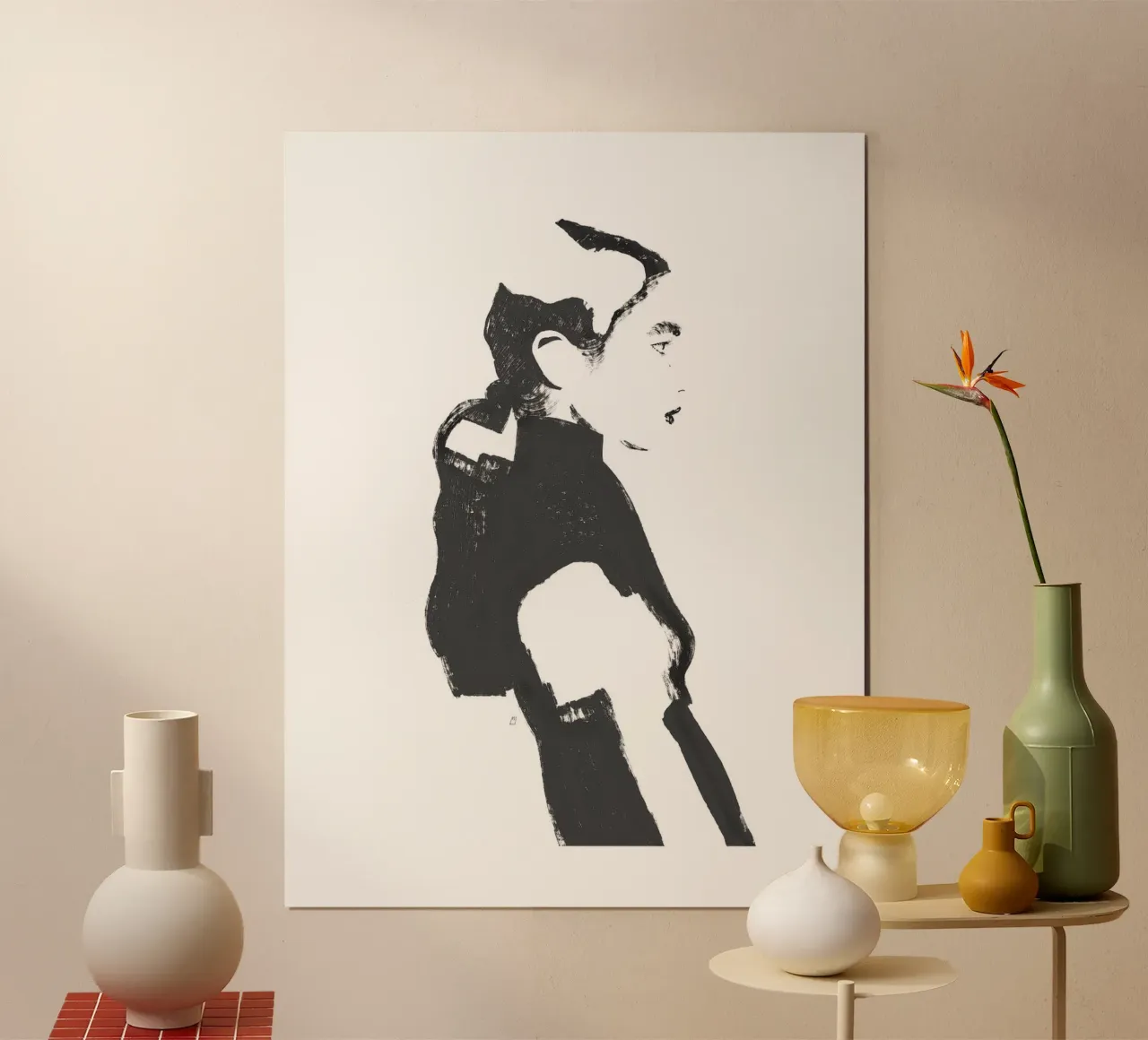 Untitled (Female Portrait II) poster with wooden frame by Manuel Rebollo
