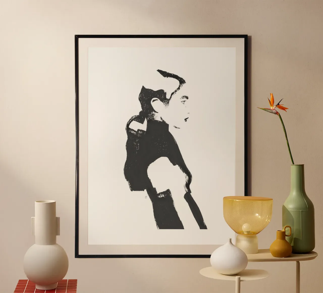 Untitled (Female Portrait II) poster with wooden frame by Manuel Rebollo