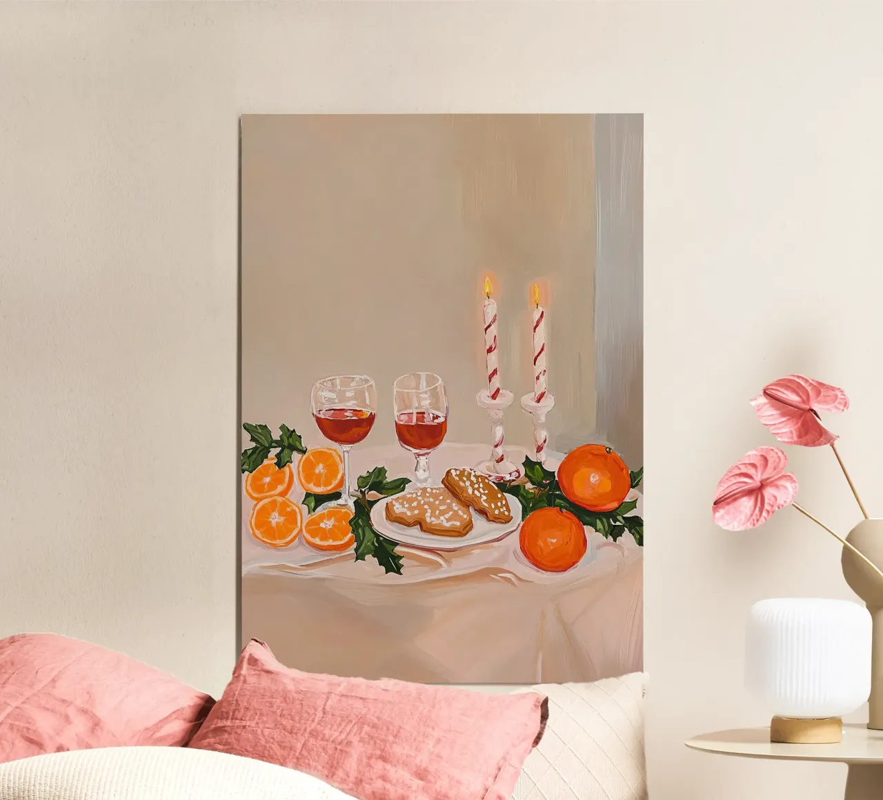 Tavola di Natale con candele poster con telaio in legno da Euphoria Theresa