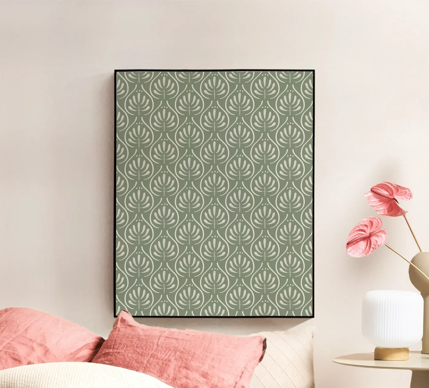 Boho Pattern Sage Green acryl van anisillustration