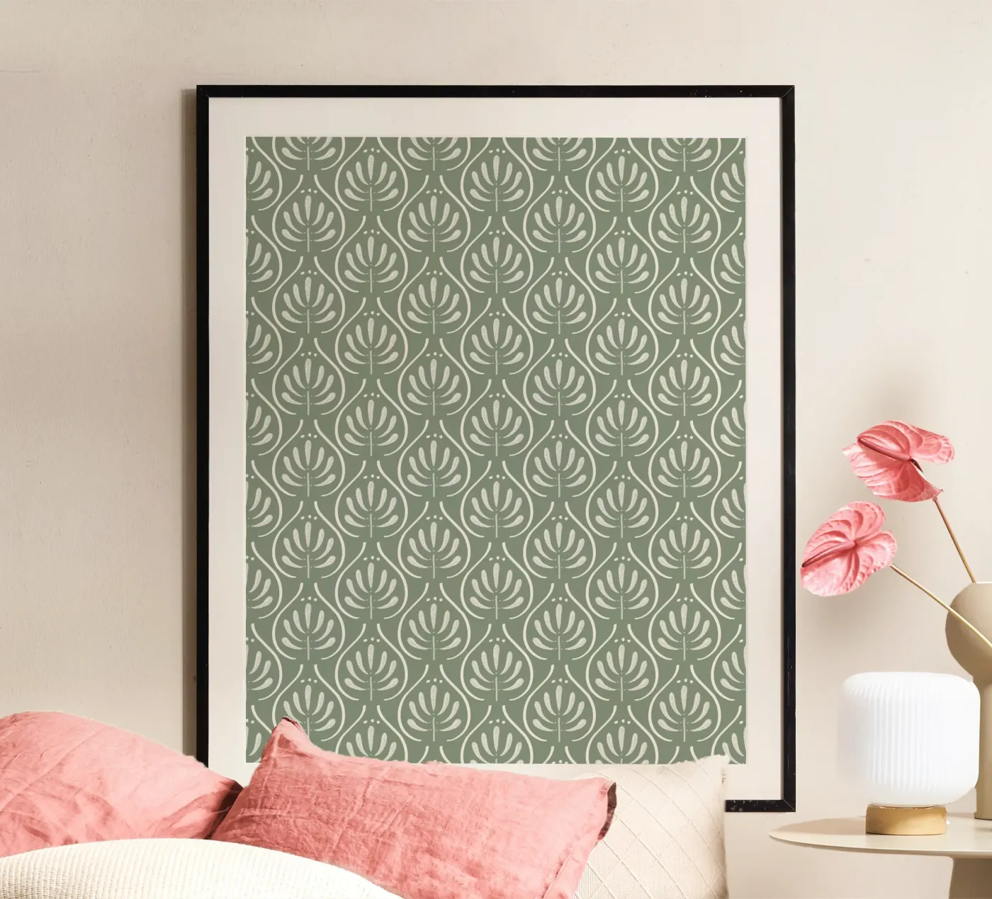 Boho Pattern Sage Green Poster von anisillustration