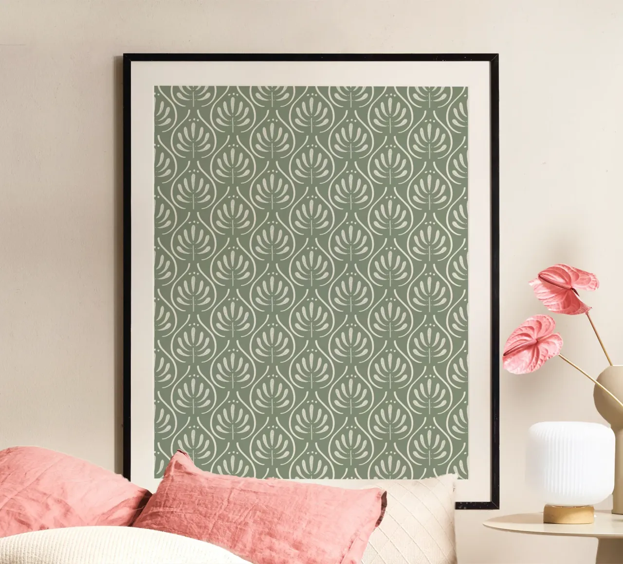 Boho Pattern Sage Green carta hahnemühle da anisillustration