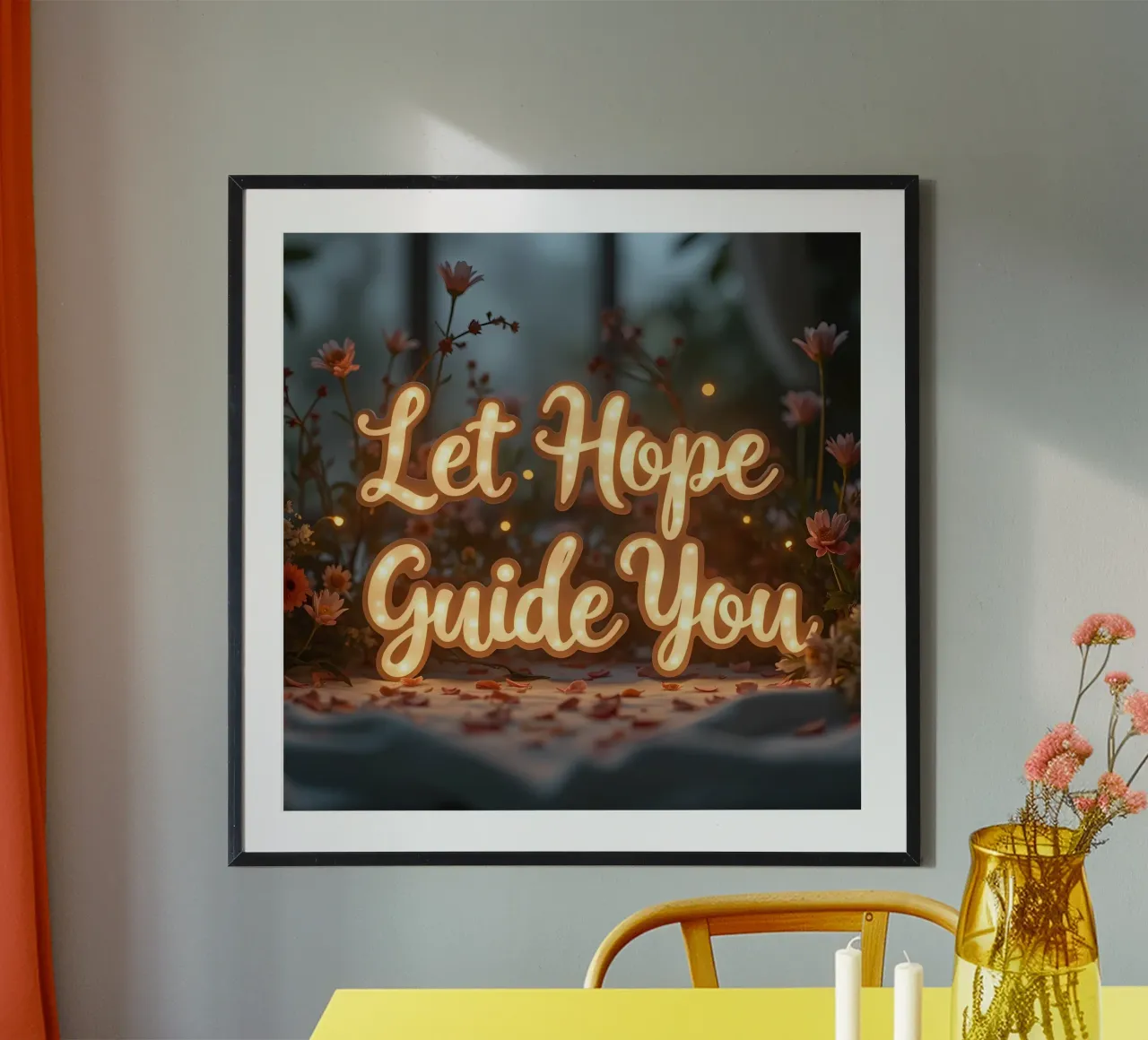 Lasciatevi guidare dalla speranza poster con telaio in alluminio da inspirational quote