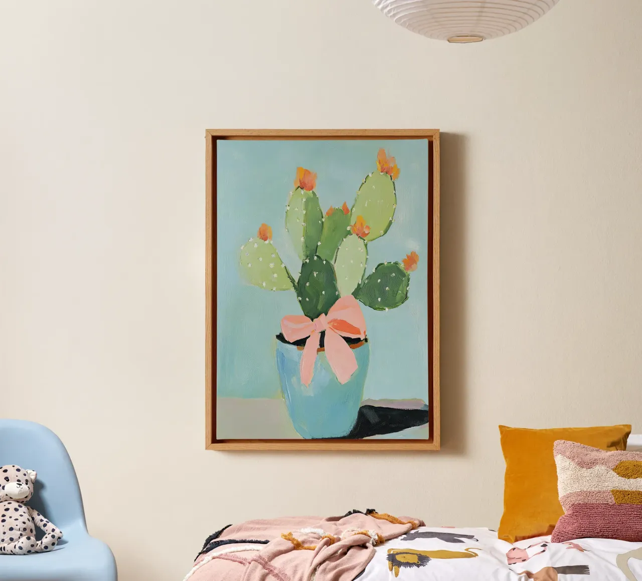 Cactus strik constructie preppy dopamine decoratie canvas met Baklijst van Euphoria Theresa