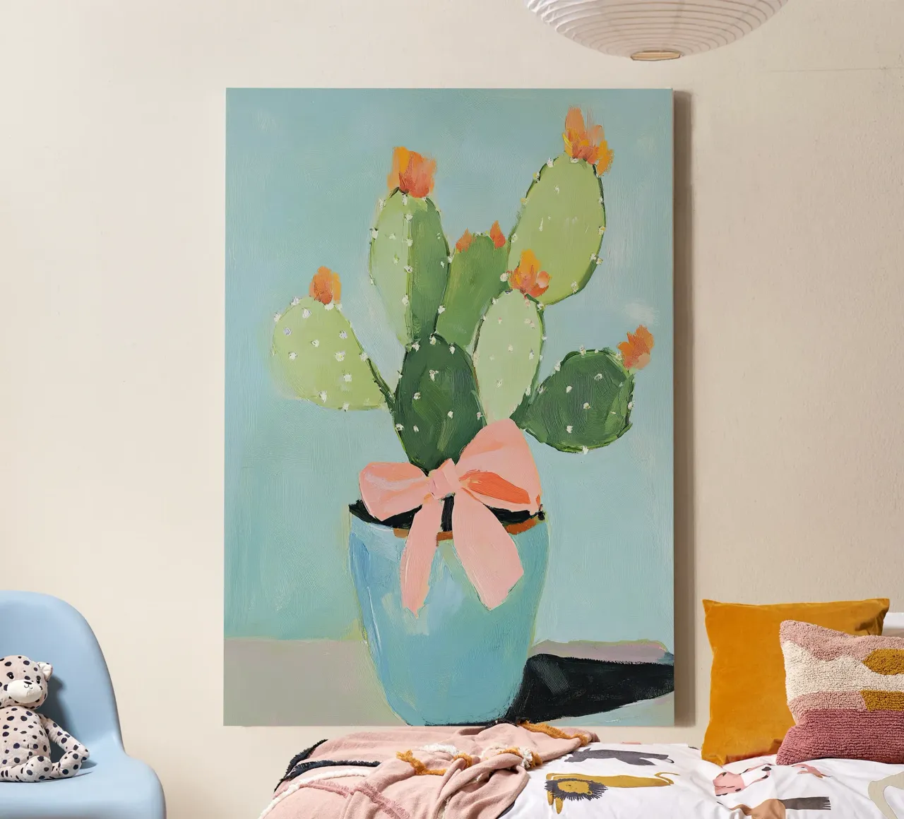 Cactus strik constructie preppy dopamine decoratie canvas met Baklijst van Euphoria Theresa