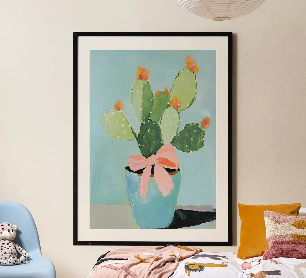 Decorazione con fiocco di cactus, decorazione preppy dopamina poster con telaio in alluminio da Euphoria Theresa