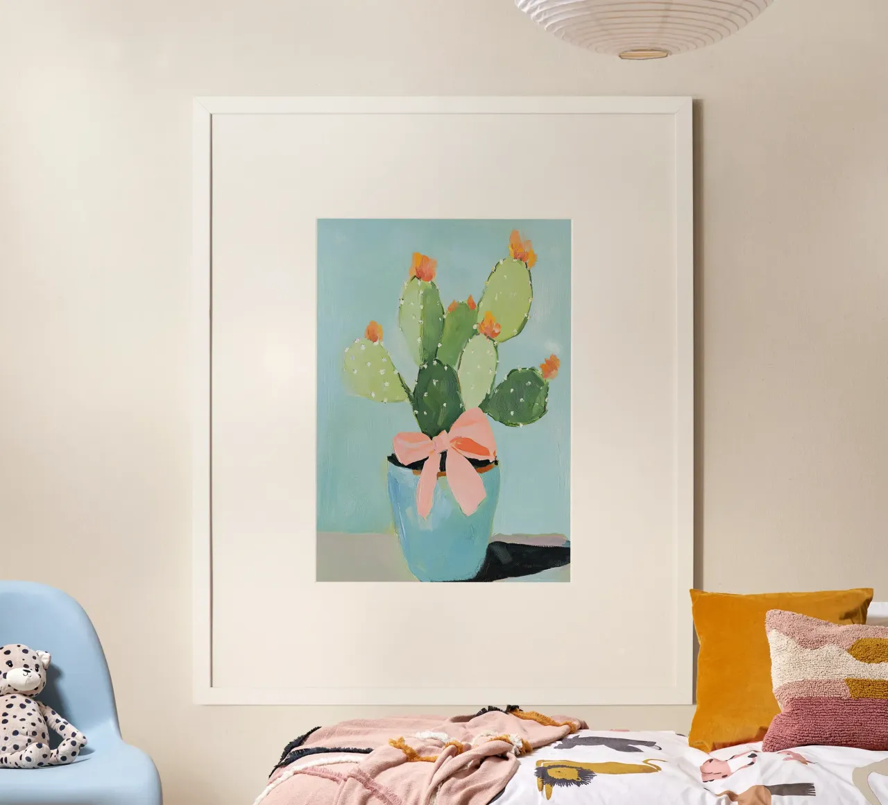 Decorazione con fiocco di cactus, decorazione preppy dopamina poster con telaio in alluminio da Euphoria Theresa