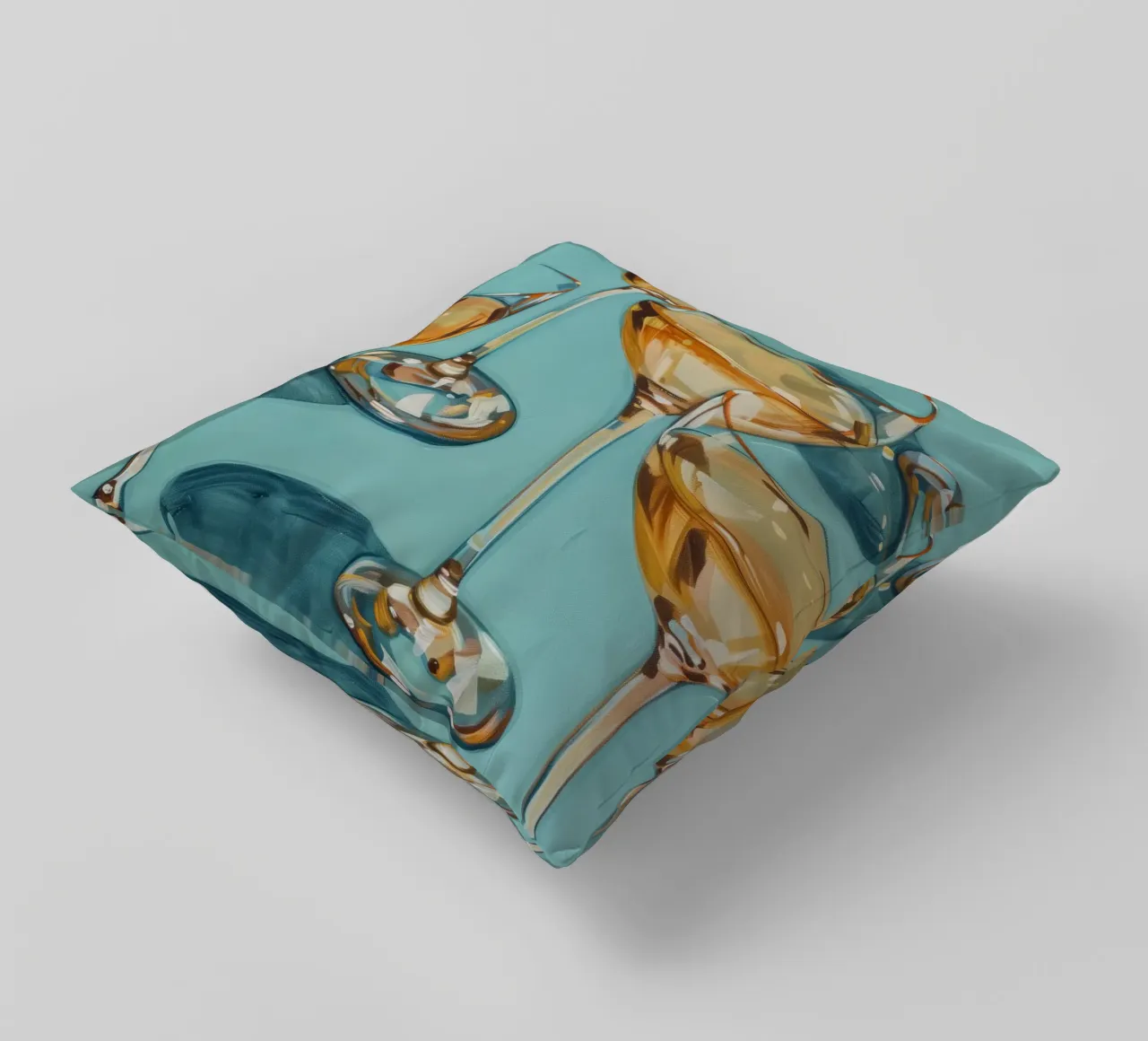 Champagne Glasses decorative cushion by Melloi Art Print