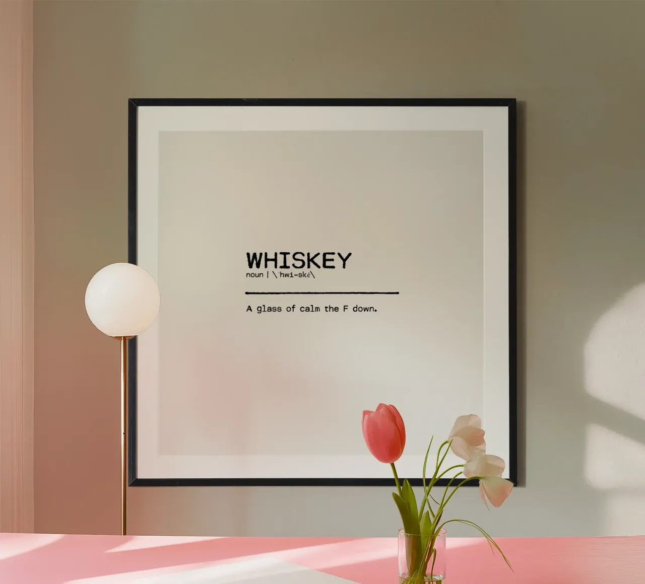 Definition Quote - Whiskey Censored poster with wooden frame by Orara Studio