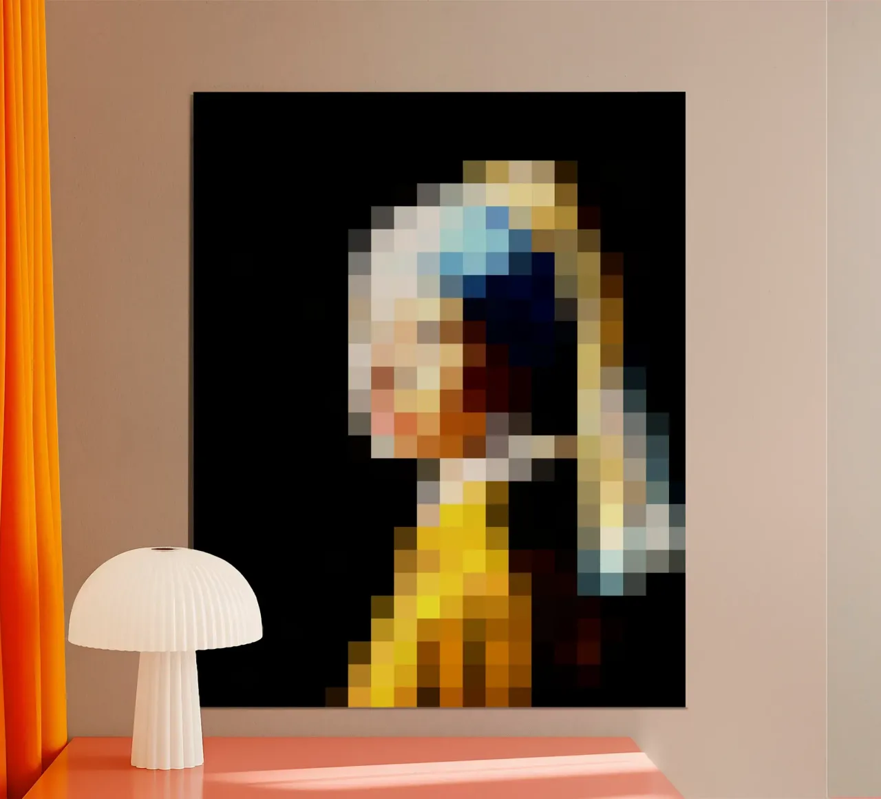 Pixeled Girl with a Pearl Earring poster with aluminum frame by Pixeled