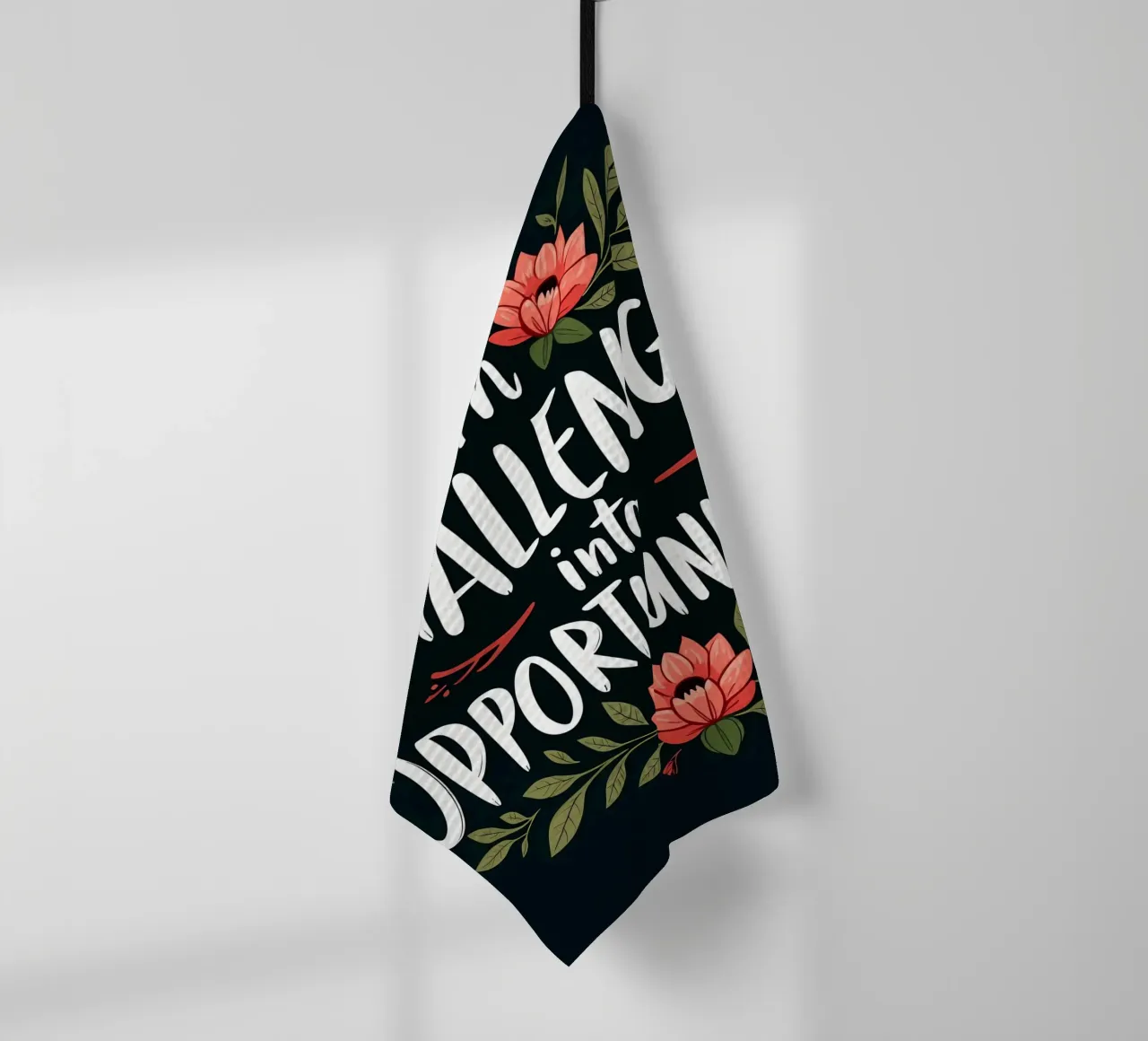 Convierte los retos en oportunidades - Motivational Floral paño de cocina de inspirational quote