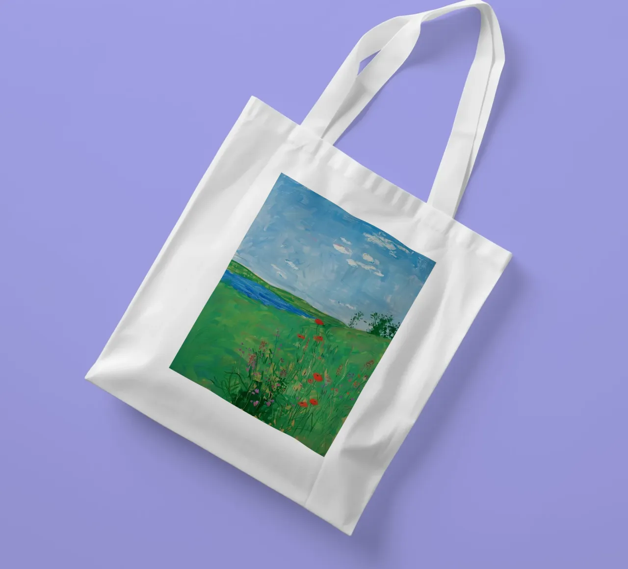 Fiore di prato botanico verde papavero borsa in juta da Euphoria Theresa