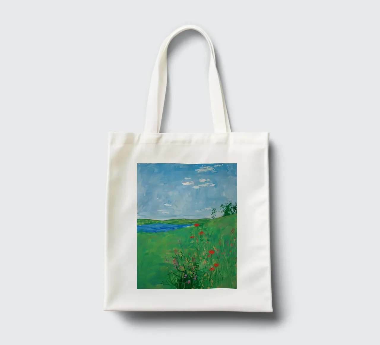 Fiore di prato botanico verde papavero borsa in juta da Euphoria Theresa