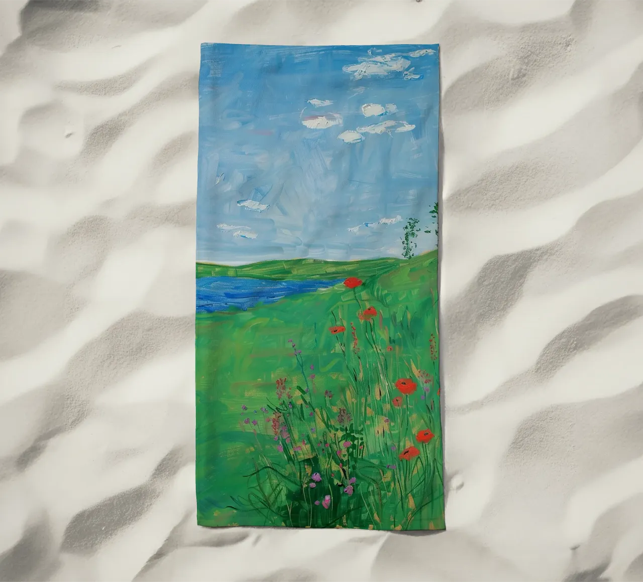 Fiore di prato botanico verde papavero telo mare da Euphoria Theresa