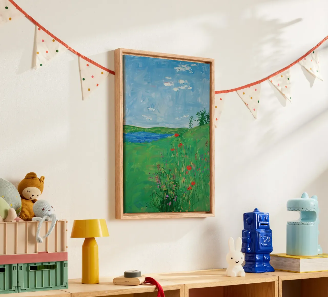 Klaproos Groen Botanische Weidebloem canvas met Baklijst van Euphoria Theresa