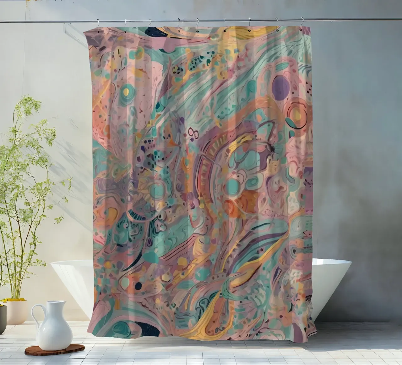 Abstract Pattern shower curtain by Charnwood Prints