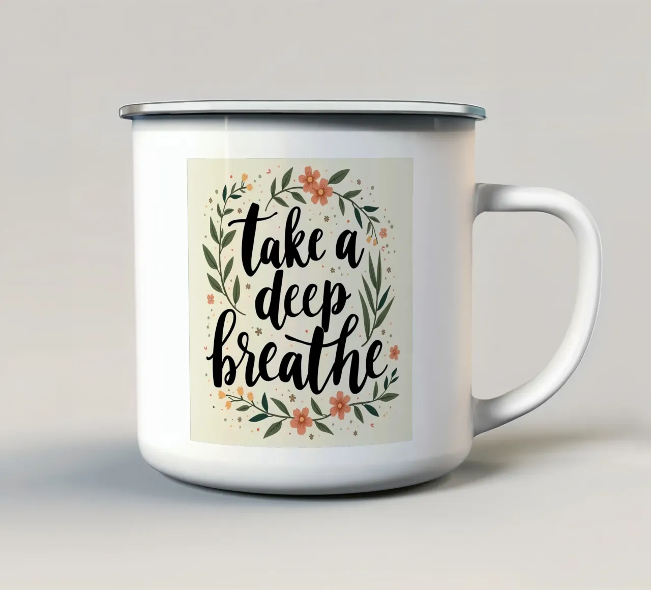 Respirare profondamente tazza in smalto da inspirational quote
