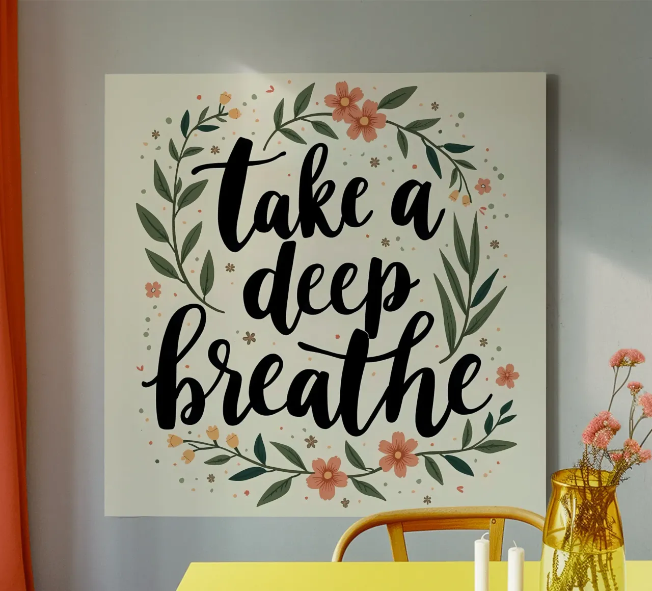 Take a Deep Breath canvas with Floater frame by inspirational quote