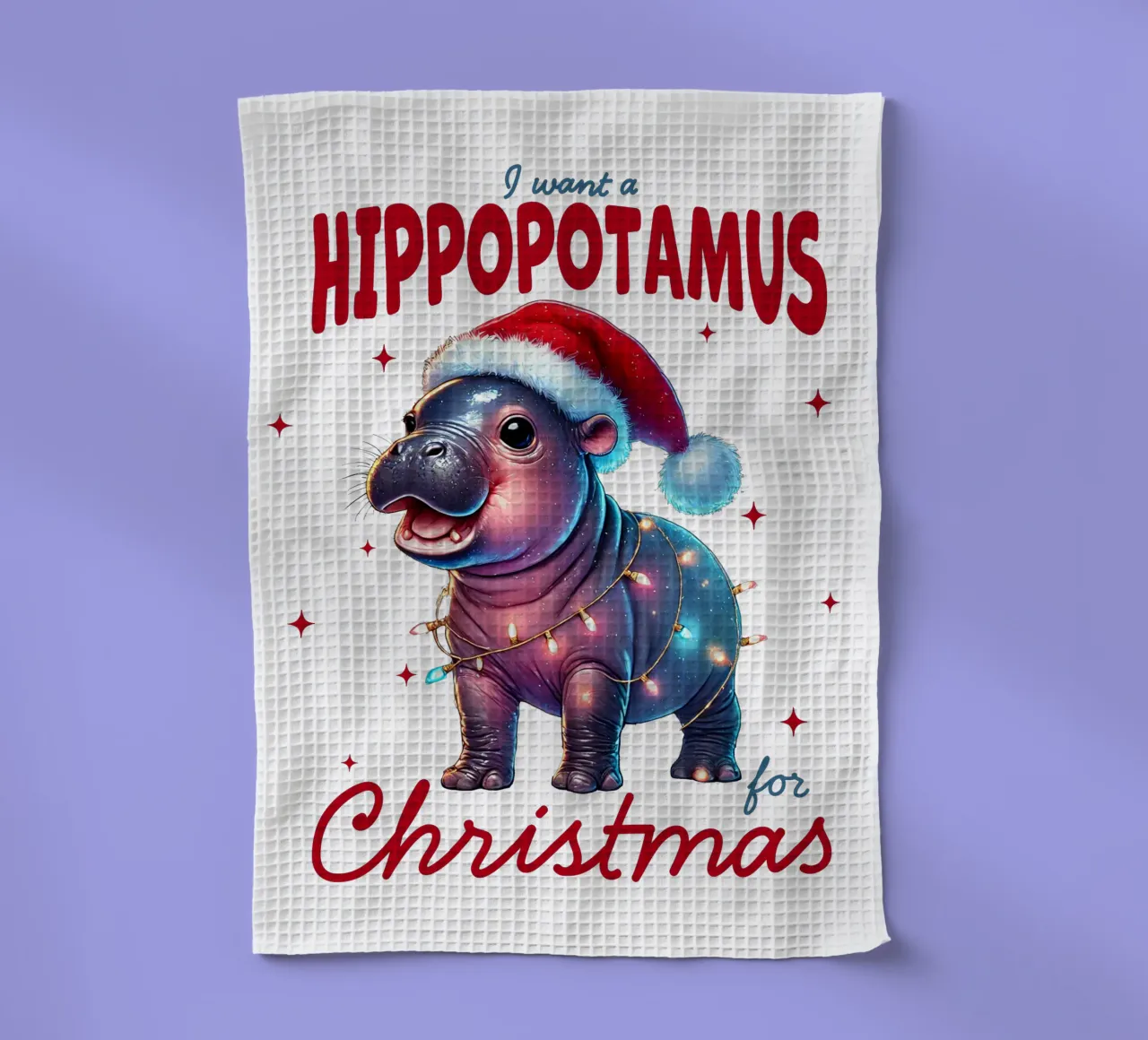 I want a hippopotamus for Christmas canovaccio da cucina da edsonramosart