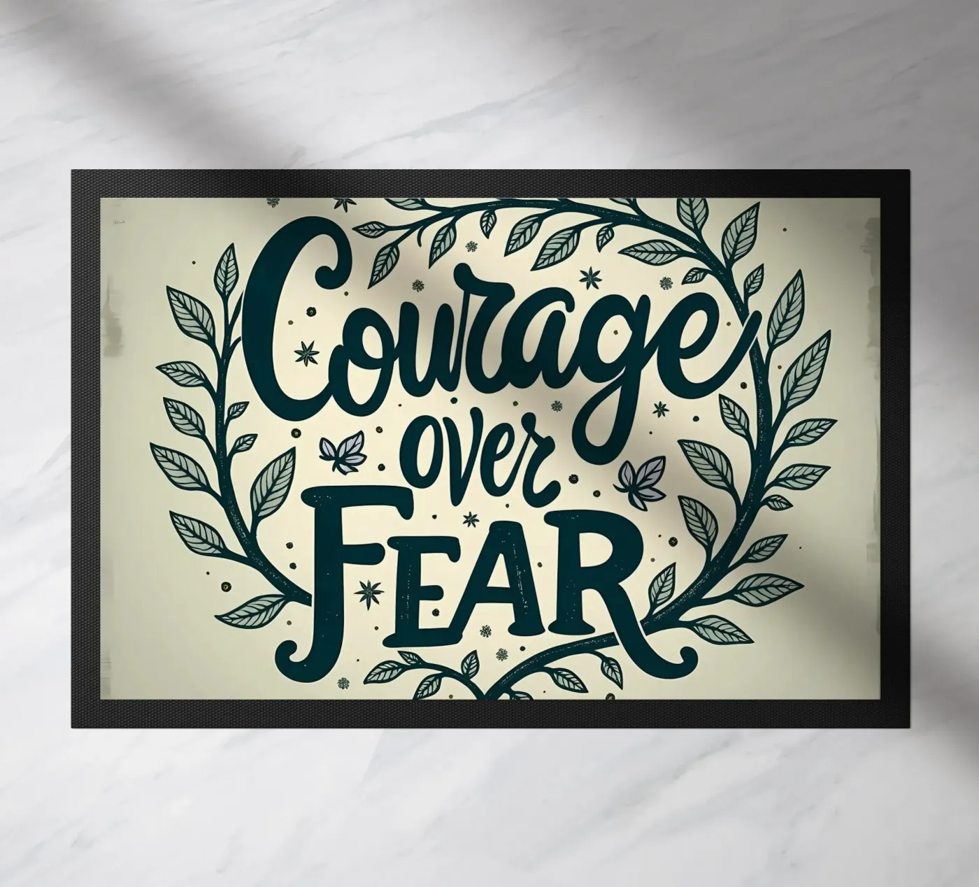 Moed over angst deurmat van inspirational quote