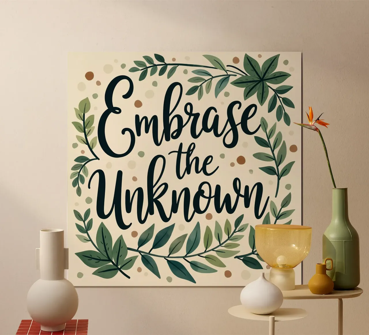 Umarme das Unbekannte Poster mit Aluminium Rahmen von inspirational quote