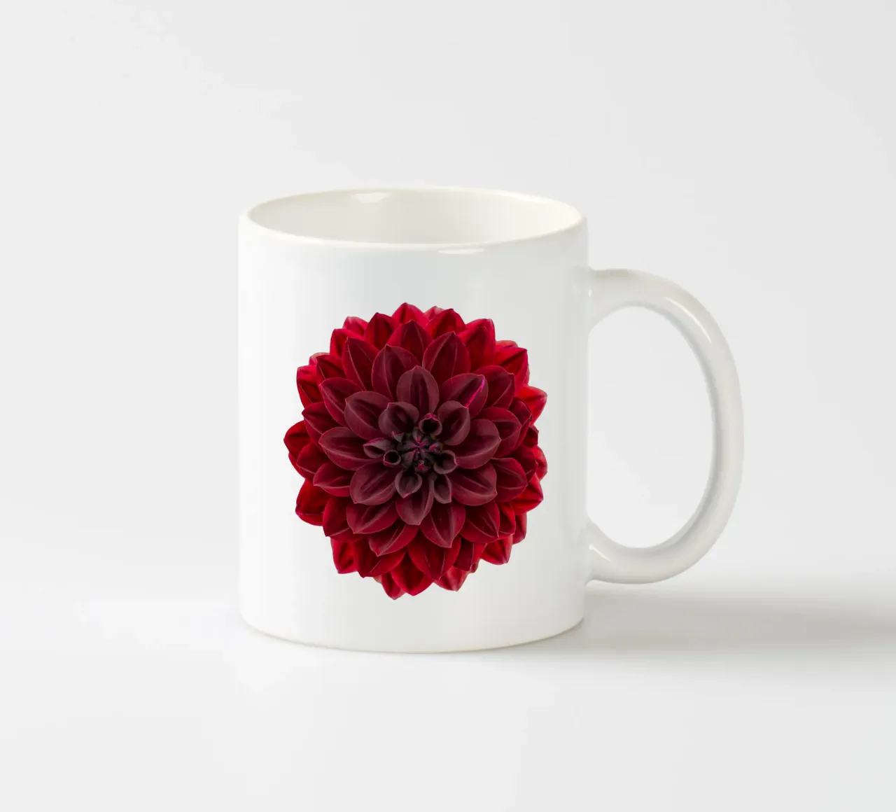 L'eleganza ridefinita: Dahlia rosso intenso di grande effetto tazza in ceramica da Curious Collections by Marielle Leenders