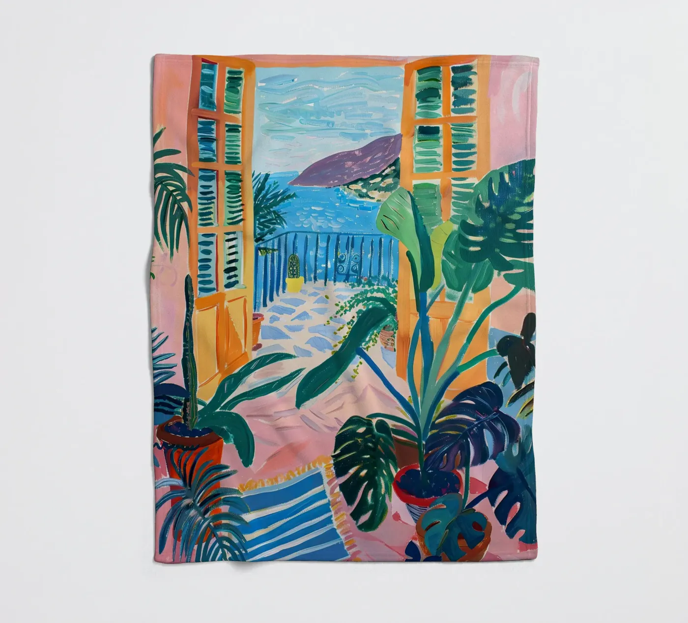 Open Window Monstera Fleecedecke von Euphoria Theresa