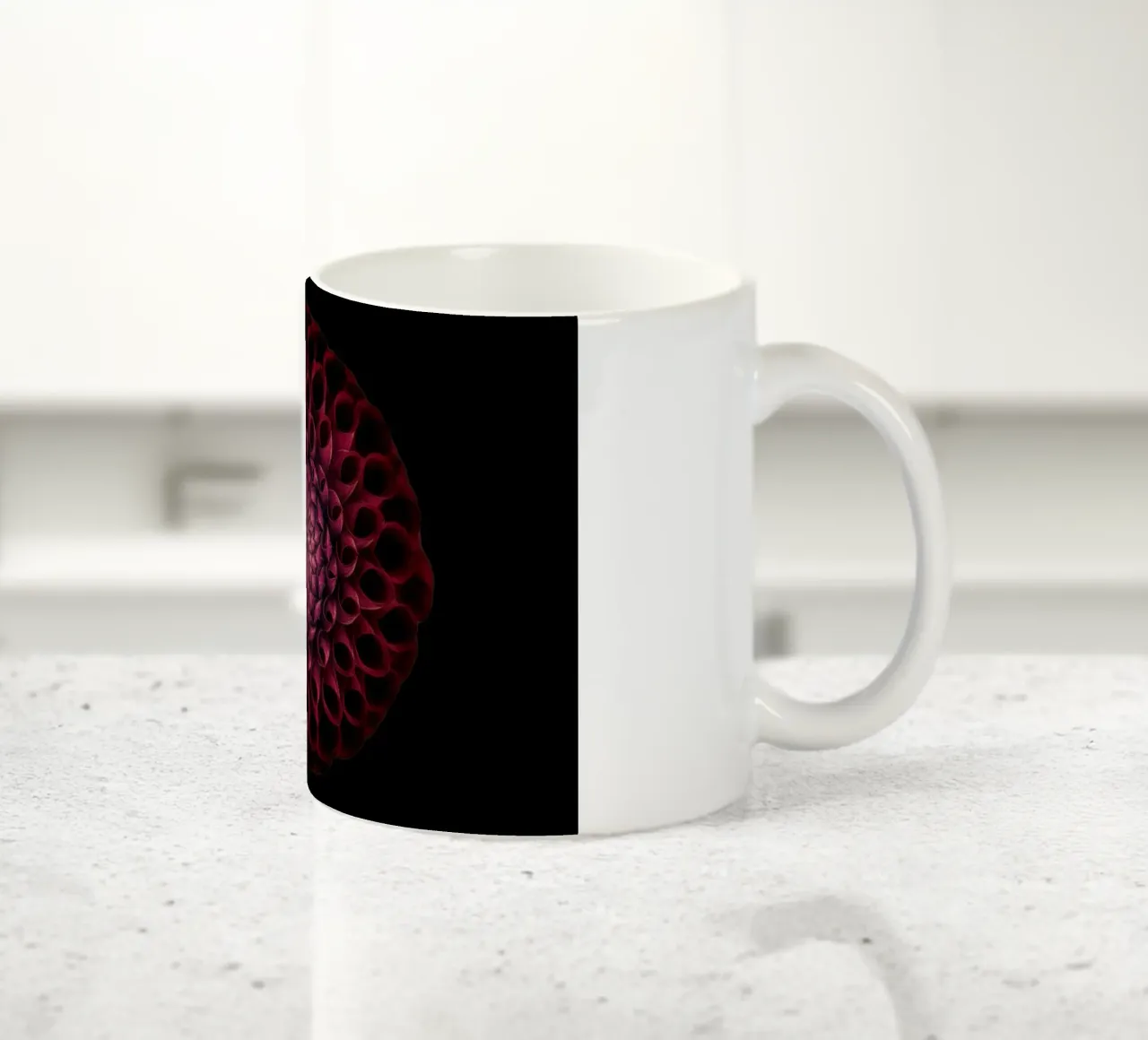 Velvety Deep Red Dahlia – A Bold Statement of Elegance ceramic mug by Curious Collections by Marielle Leenders