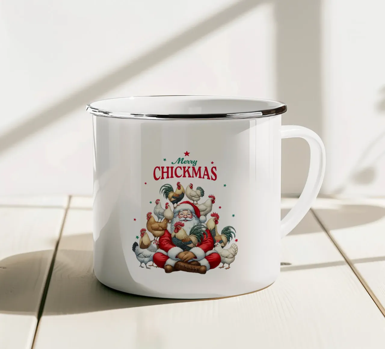 Merry Chickmas tazza in smalto da edsonramosart