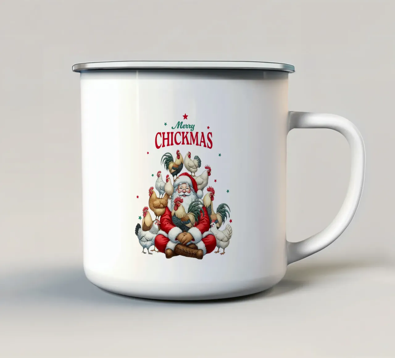 Merry Chickmas tazza in smalto da edsonramosart