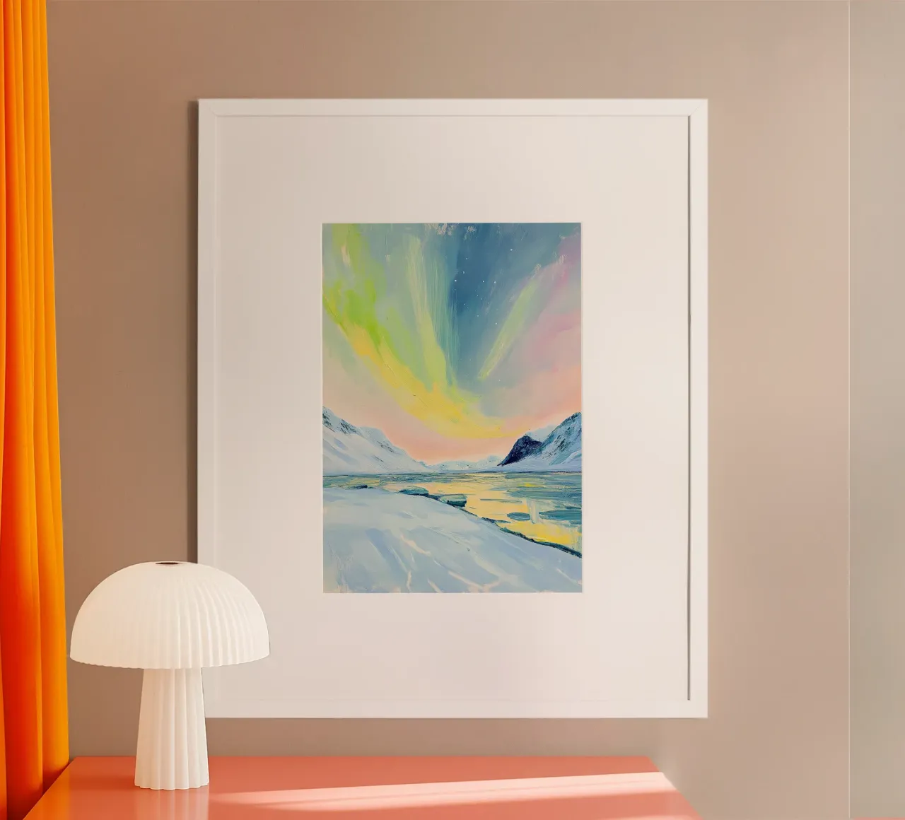 Aurora boreale Neve invernale poster con telaio in plastica da Euphoria Theresa
