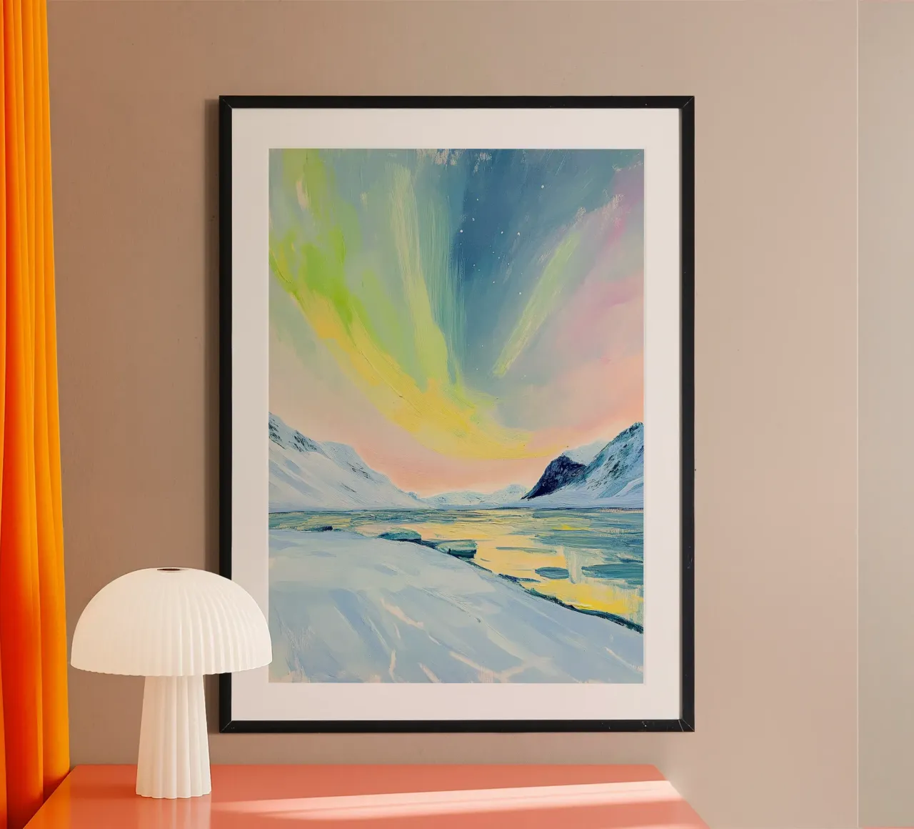 Aurora boreale Neve invernale poster con telaio in plastica da Euphoria Theresa