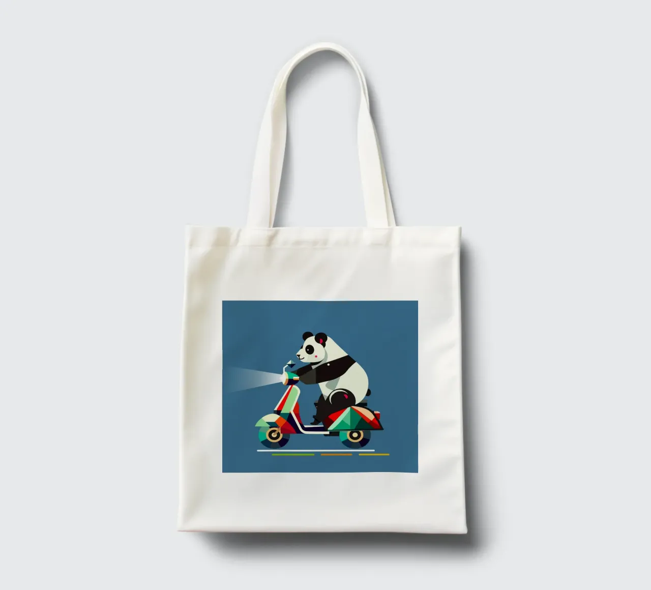 Un panda più simpatico su uno scooter colorato borsa in juta da namosh