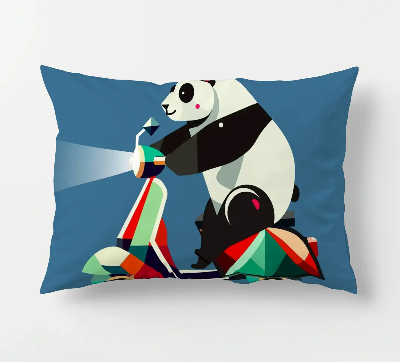 Un panda più simpatico su uno scooter colorato cuscino da namosh