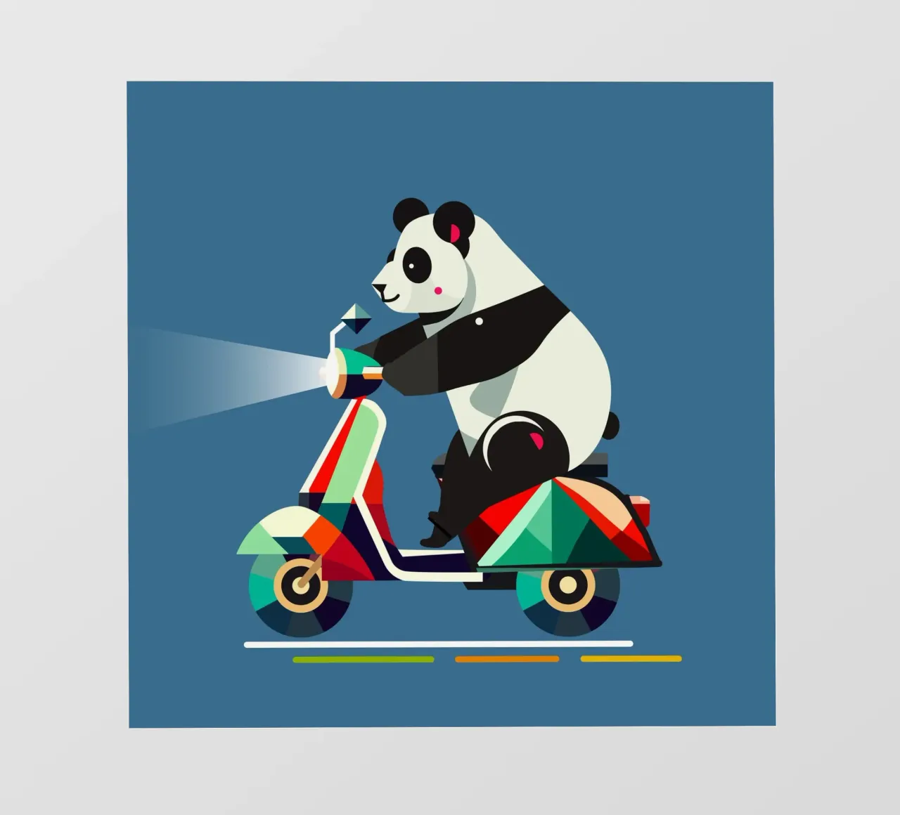 Un panda più simpatico su uno scooter colorato telo in pvc da namosh