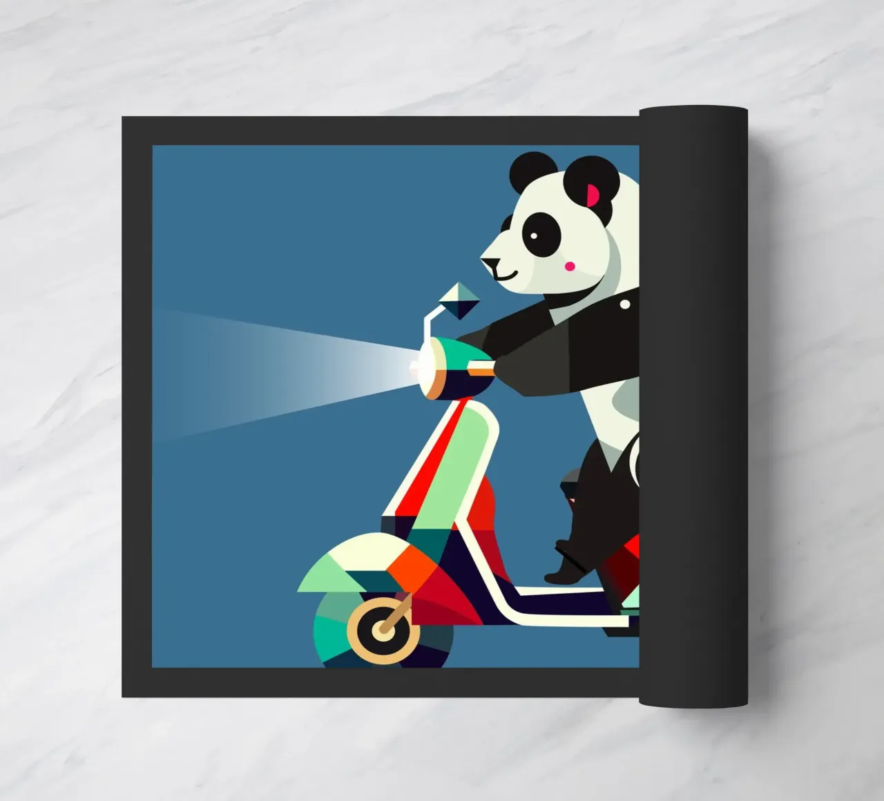 Un panda più simpatico su uno scooter colorato zerbino da namosh